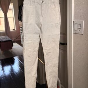 MarlaWynne Women's Straight Leg Jeans in Off-White Size 10 Tall